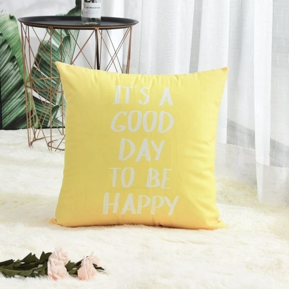 Other - Yellow slogan throw pillow cover